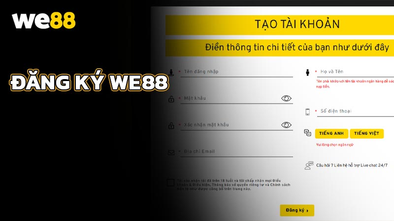 Đăng ký WE88 2025 nhanh chóng và tiện lợi nhất không mất phí